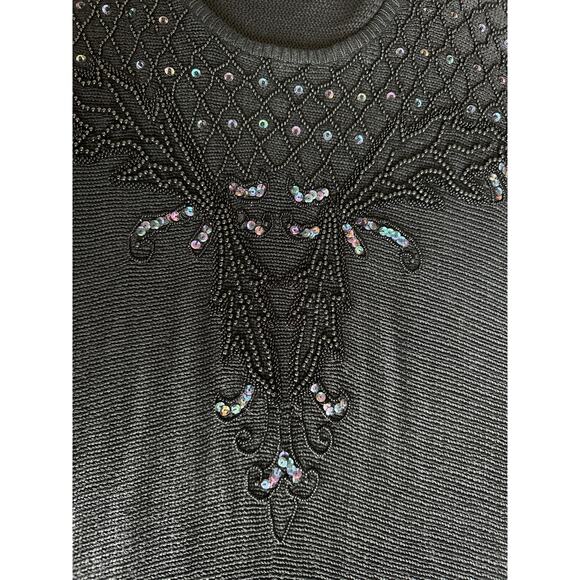 Vintage Y2K Victoria woman, black beaded oversized sweater size 1x - Picture 7 of 12